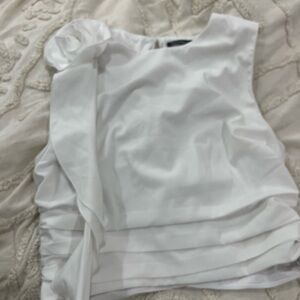 Abercrombie & Fitch Women's Flower Ruffle White Top